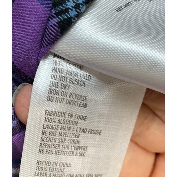 Disney Cakeworthy Snow White Evil Queen Villain Purple Plaid‎ Button Up- size S - Picture 12 of 13